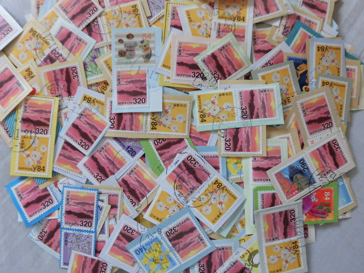 日本普通切手使用済み　320円　瀬戸内海国立公園（瀬戸内の島々）500枚　紙付き・紙なし混合_サンプル商品