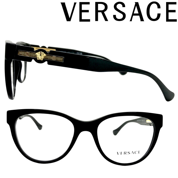 VERSACE メガネフレーム ブランド ヴェルサーチェ ベルサーチ ブラック 眼鏡 0VE-3304-GB1_画像1