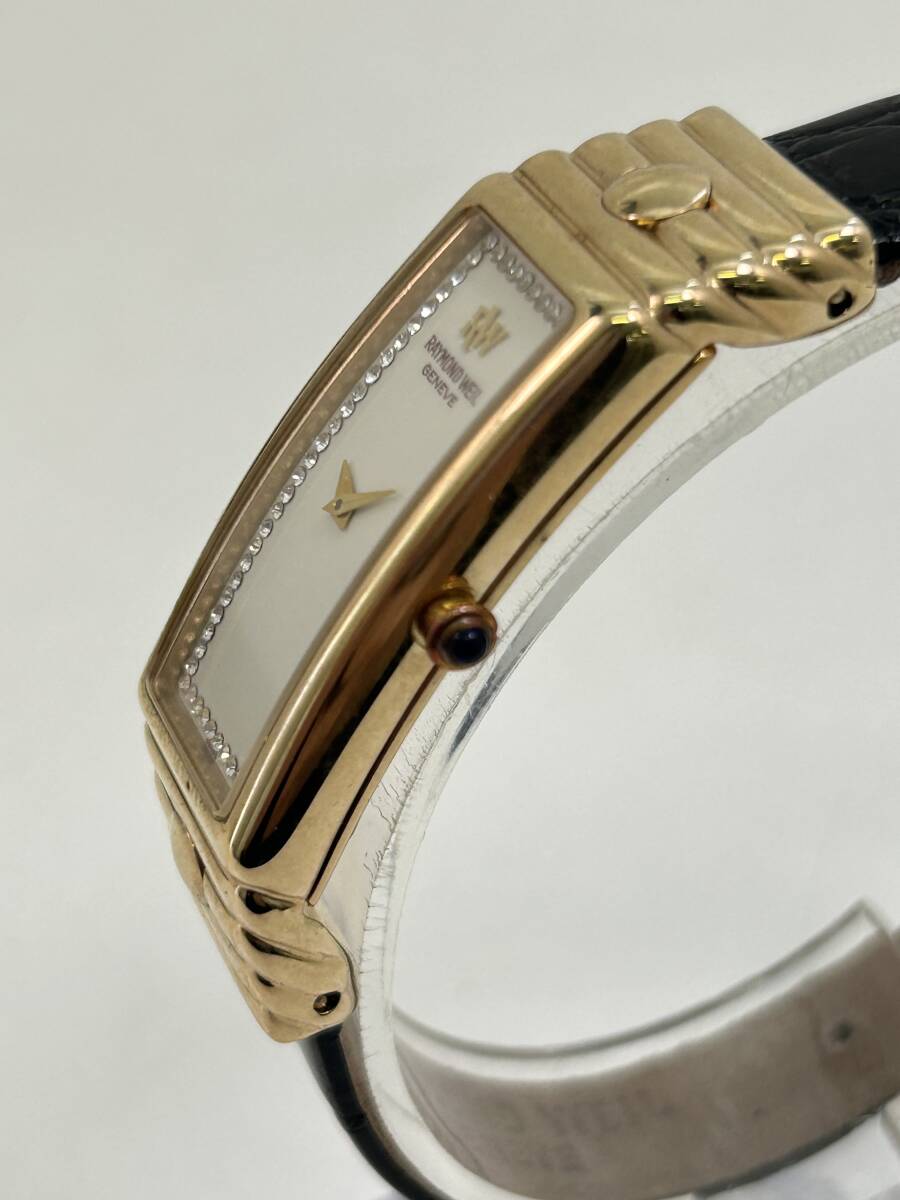 TN0604-150 2685【1円スタート】 腕時計 レイモンドウィル RAYMOND WEIL GENEVE 3764 石付き 18K GOLD EP クォーツ レディースの画像4