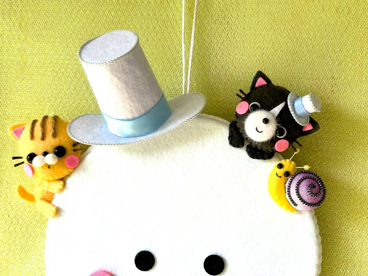 HAPPY* hand made * felt * lease *......* tapestry * cat *...*katatsumli* wall decoration * decoration thing * handmade 