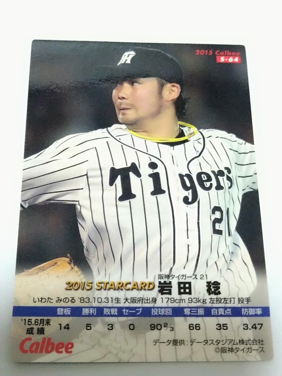 【値下】プロ野球チップス　阪神タイガース3枚セット　2015　藤浪晋太郎　福留孝介　岩田稔