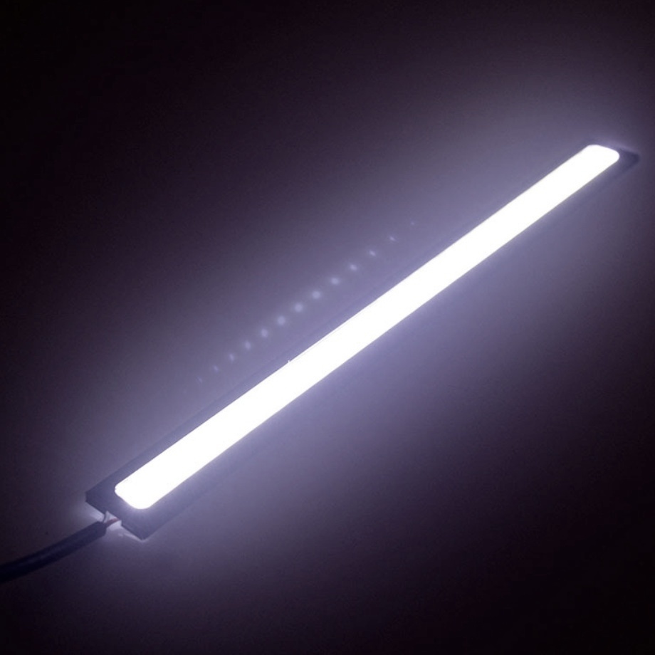 2本SET LEDデイライト 高輝度 全面発光 12V 17cm 薄型 COB LED ナンバー灯 両面テープ付 ホワイト 白_画像2