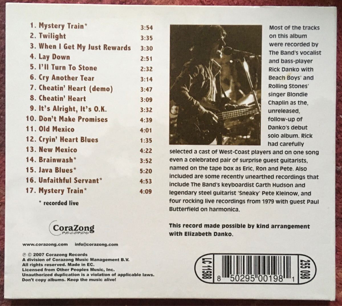 Rick Danko[Cryin’ Heart Blues]カントリーロック/スワンプ/名盤探検隊/Paul Butterfield/Ronnie Wood/Eric Clapton/Pete Townshendの画像2