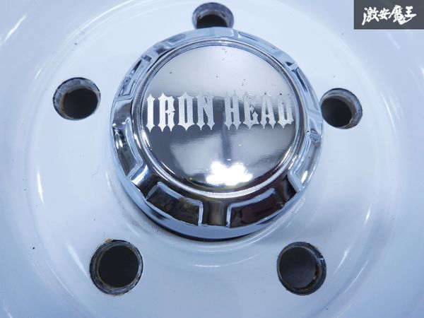 売り切り【バリ山ホワイトレター】IRON HEAD アイアンへッド スチール 16インチ 7J +35 5穴 PCD114.3 215/70R16 デリカ ● ★ 棚1I7_画像6