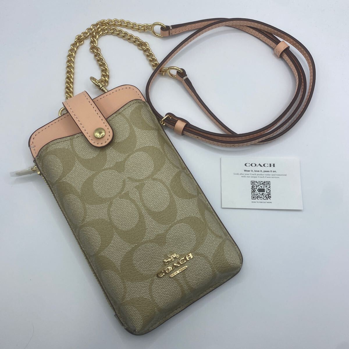 ★新品★正規品★COACH(コーチ)/スマホショルダーバッグ /ミニポシェット/モノグラム/シグネチャー柄/ピンクの画像1