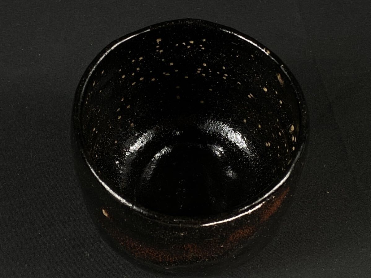 【福蔵】黒楽茶碗 在銘 楽 茶道具 古美術 骨董 古玩 時代美品 径10cm_画像2