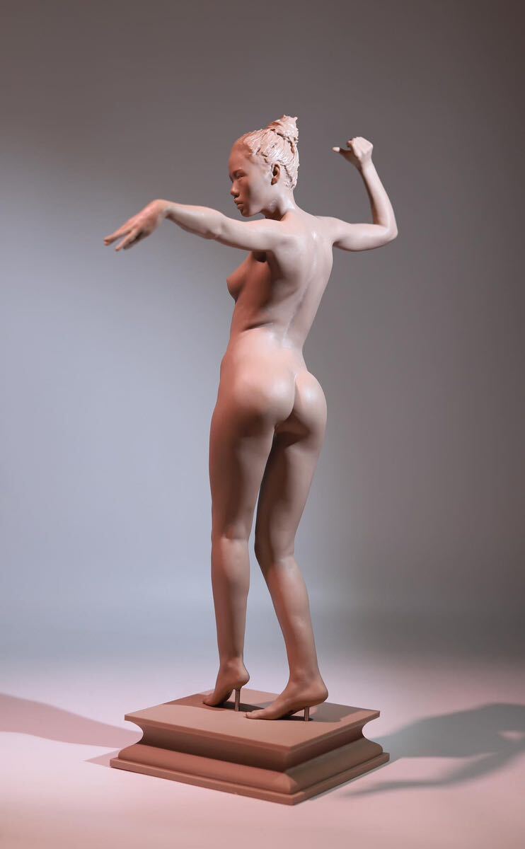【福蔵】超超特大型 西洋美術 置物 美人 裸婦 ヌード 樹脂製 天使 少女 女神 女性 高53.7cm_画像4
