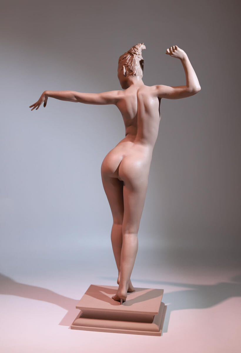 【福蔵】超超特大型 西洋美術 置物 美人 裸婦 ヌード 樹脂製 天使 少女 女神 女性 高53.7cm_画像5