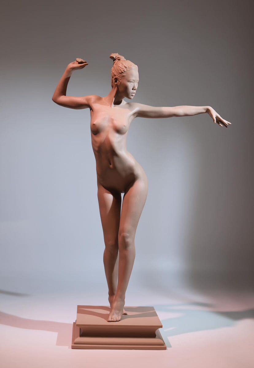 【福蔵】超超特大型 西洋美術 置物 美人 裸婦 ヌード 樹脂製 天使 少女 女神 女性 高53.7cm_画像1