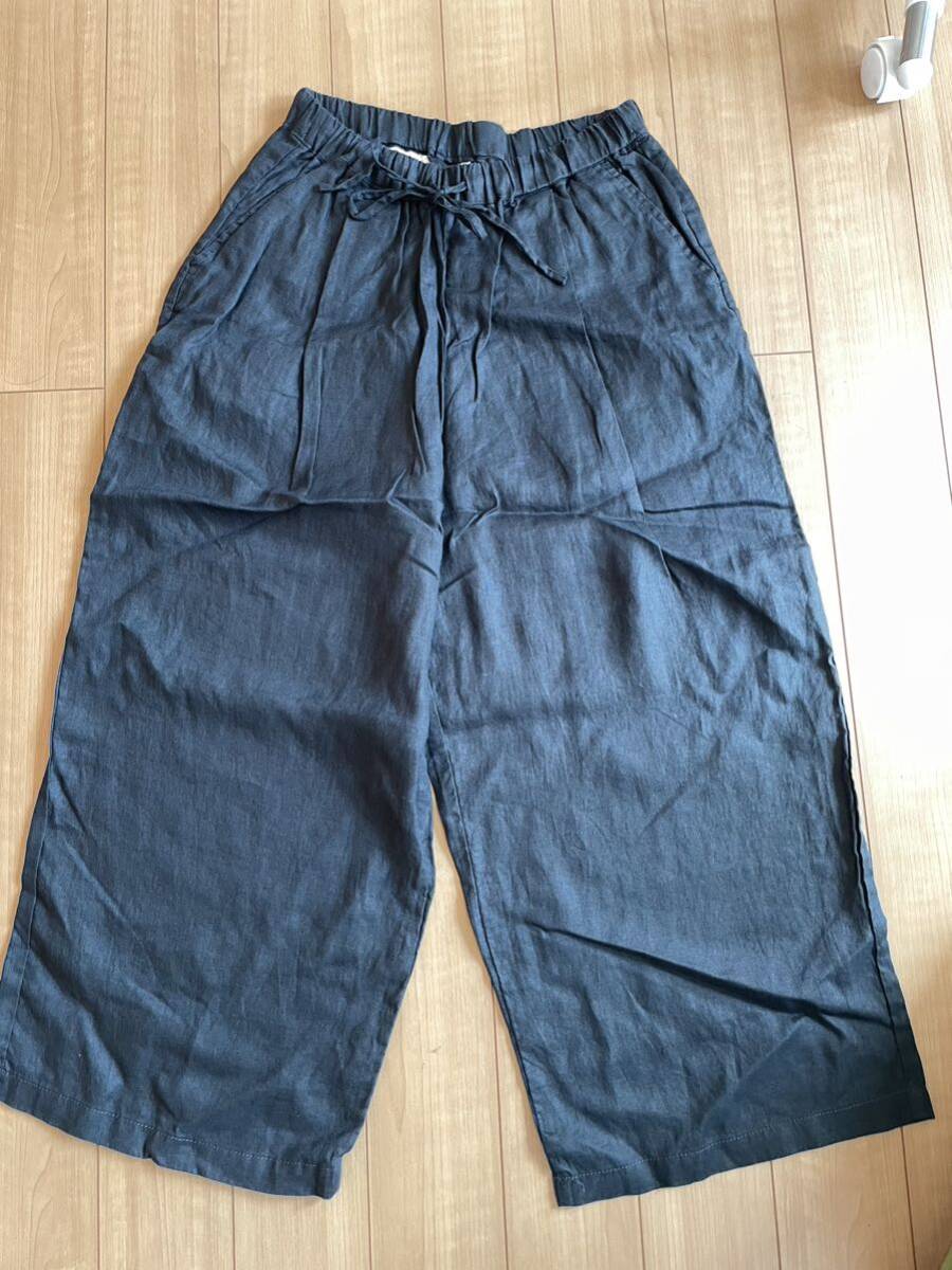 * не прибывший для нового товара! Muji Ryohin *linen100% широкий брюки S* черный * стоимость доставки 185 иен *