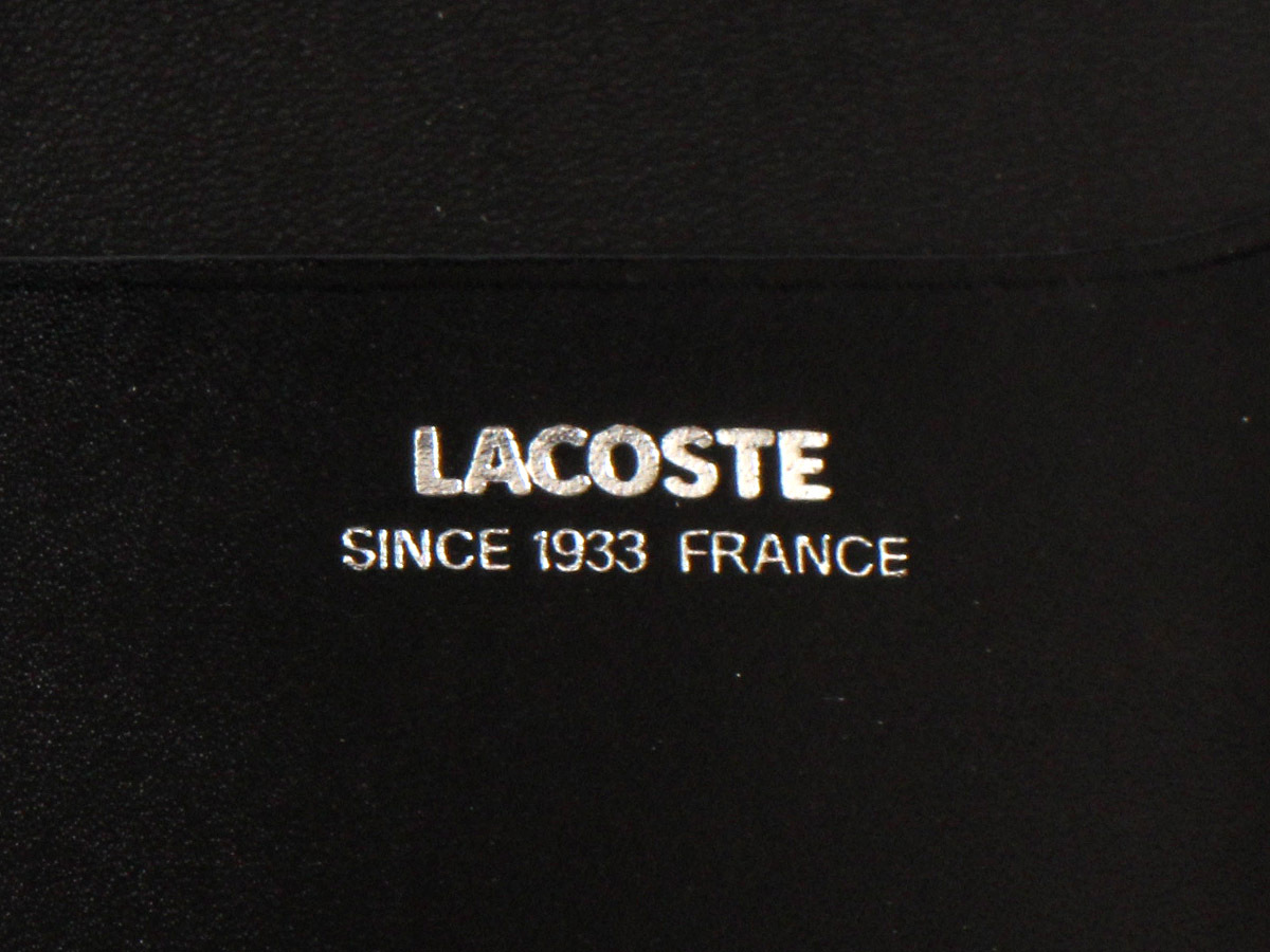E17238 未使用 LACOSTE ラコステ 二つ折り 長財布 札入れ メンズ レザー 仔牛革 箱付き ブラック 黒の画像8