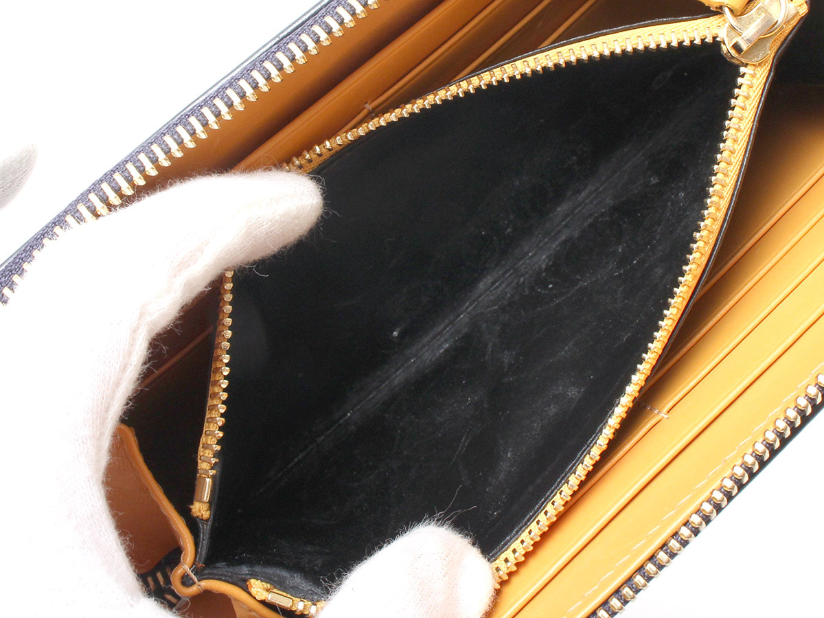 E17747 ETTINGERetinga- long wallet leather round fastener navy navy blue long wallet 