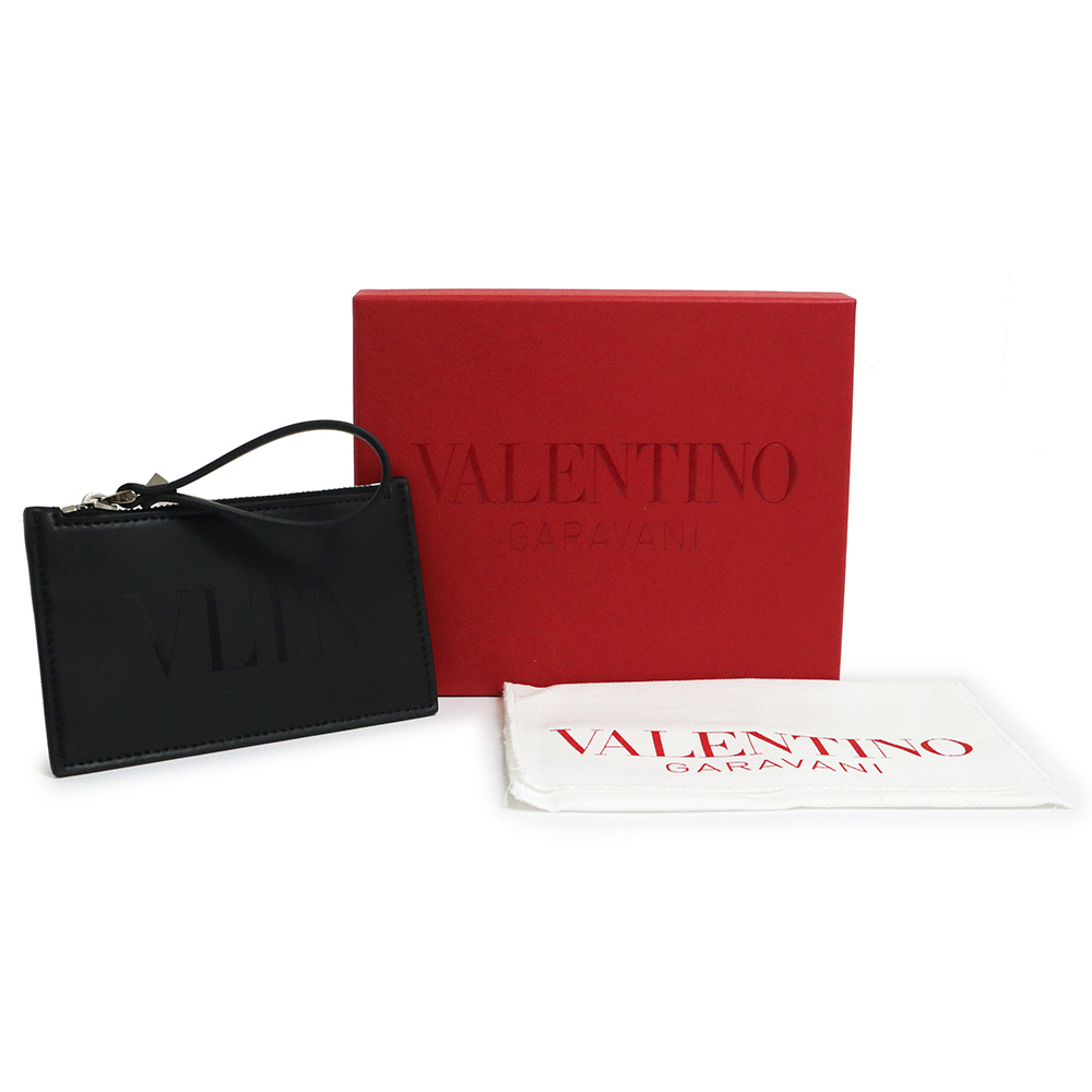 （新品・未使用品）ヴァレンティノ ガラヴァーニ Valentino Garavani フラグメントケース ロゴ カード コインケース レザー ブラック 箱付_画像2