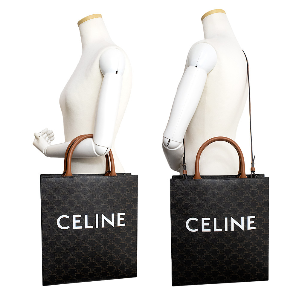 （新品・未使用品）セリーヌ CELINE スモール バーティカル カバ ショルダー ハンドバッグ トリオンフキャンバス カーフレザー タン 191542_画像8