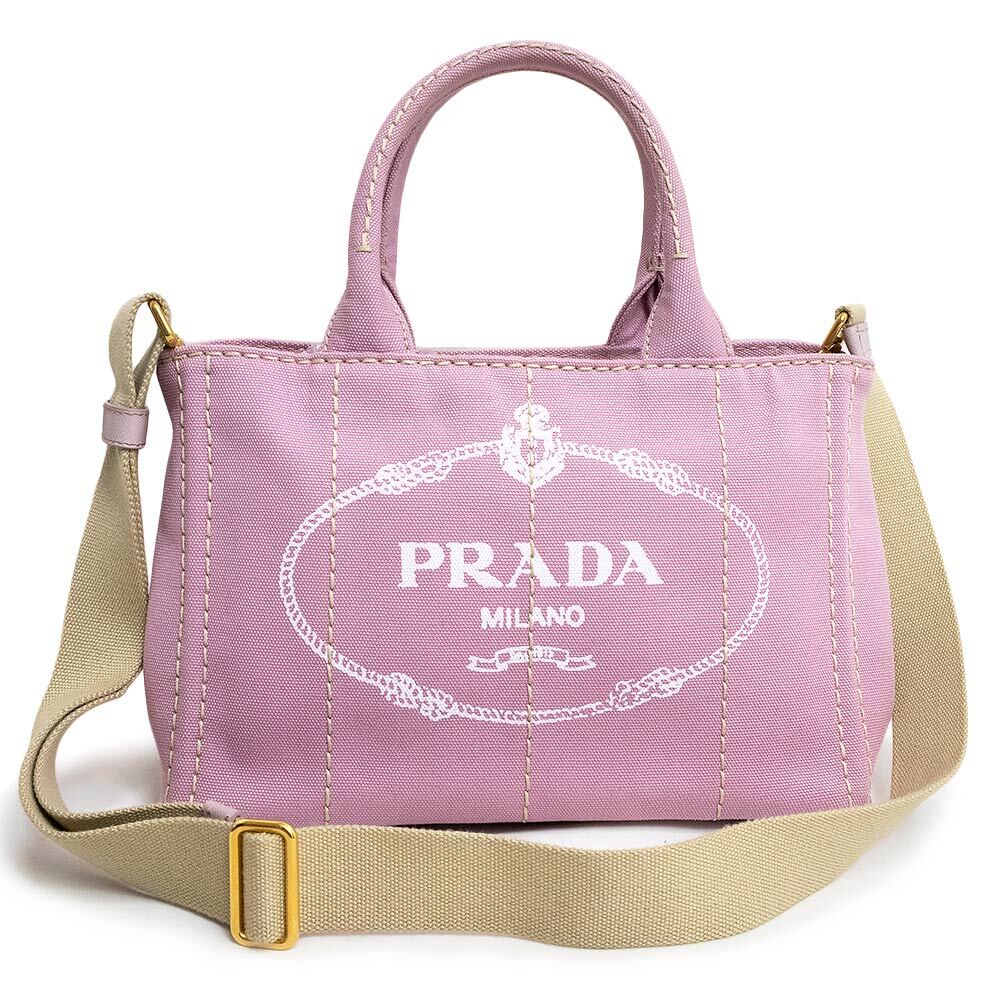 （未使用保管品）プラダ PRADA カナパ 2way ショルダー ハンドバッグ 斜め掛け キャンバス アラバストロ ピンク ゴールド金具 1BG439_画像1