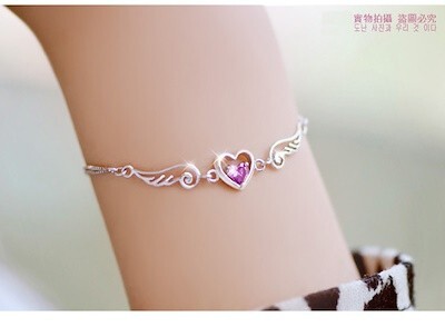 [ re-arrival!! free shipping / limitated production ] stamp / brilliant quarts amethyst angel. feather bracele C*B