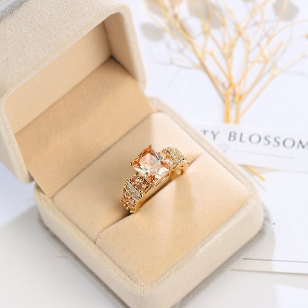[ free shipping /ba year carefuly selected * today. Medama commodity!! abroad direct import ] Brown diamond CZ square cut pave ring special order RDX