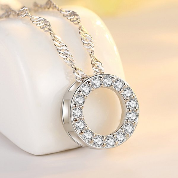 [ new work arrival!! free shipping!! now only 1 jpy start!! limitated production ] brilliant Circle pave pendant necklace 