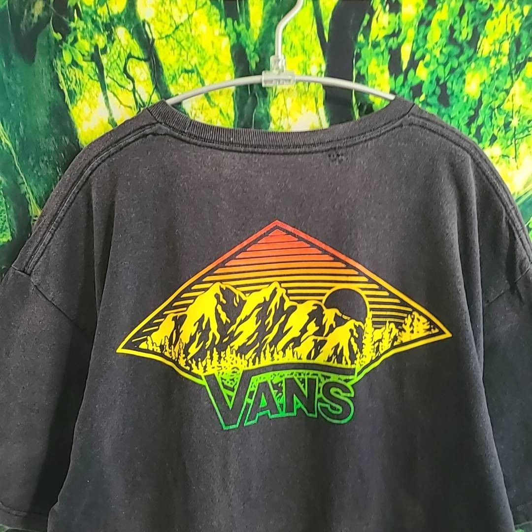 VINTAGE ビンテージ VANS バンズ 黒 Tシャツ くすみカラー 背面 バックプリント  TEE ヴィンテージ  古着