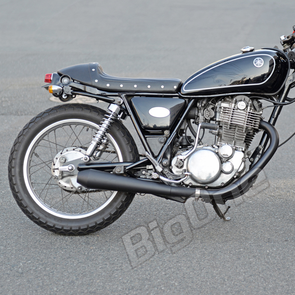 BigOne bolt on cafe stainless steel black SR400 SR500 megaphone type slip-on muffler cab car black slip-on silencer 