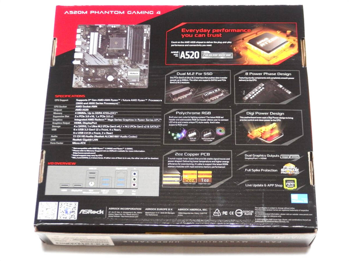 ★新品 マザーボード ASRock A520M Phantom Gaming 4 /M-ATX A520 AM4 ゲーミング向けに豊富な機能_画像2