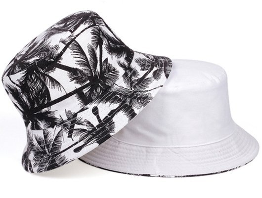  new goods * bucket hat safari hat reversible Palm Trees white * special price 