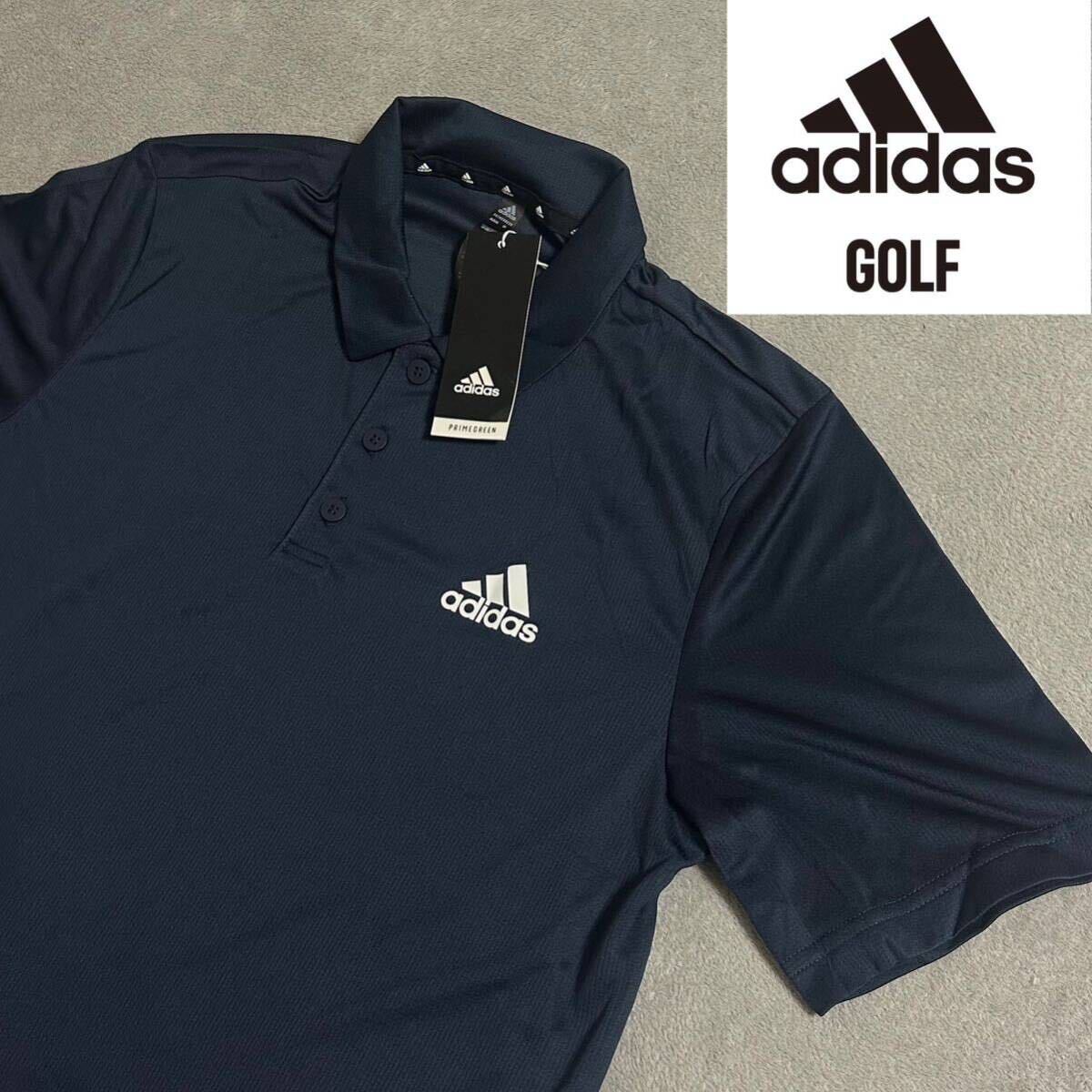 送料360円 Lサイズ 新品 adidas GOLF ポロシャツ 半袖 AEROREADY メンズ アディダスゴルフ ゴルフウェア 吸汗速乾 ネイビー 紺色 春夏_画像1