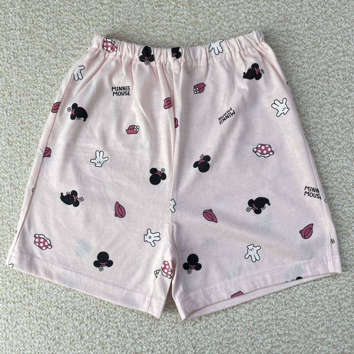 【送料無料】新品★Disney ミニーちゃん 半袖 Tシャツ ハーフパンツ 夏用 パジャマ ピンク キッズ 女の子 120cm