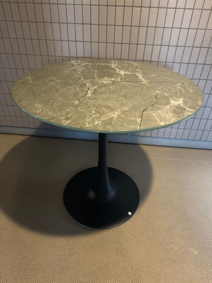  dining table width 80cm Cafe table ( circle table round shape round 1 seater .2 seater . stone eyes style Stone style glass tabletop gray )