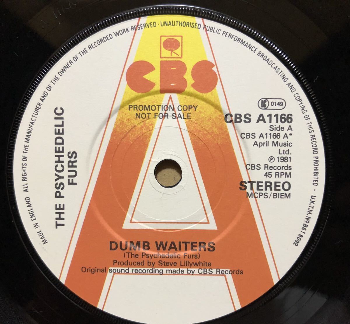 【7inch】Psychedelic Furs/Dumb Waiters/UK盤(PROMO)Playable Sleeve_画像5