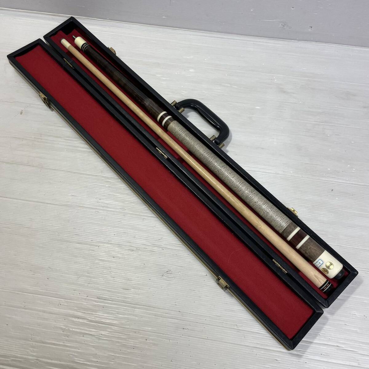 0F87 Helmstetter hell ms tedder billiards cue 87-4 18oz. made in Japan case attaching 