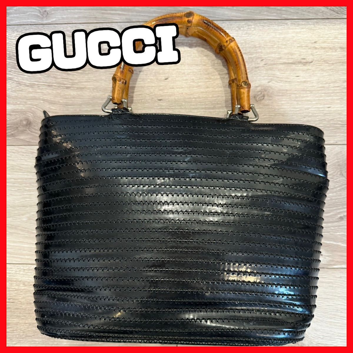 ヴィンテージ オールド グッチ GUCCI バンブー ハンドバッグ 黒 ハンドバッグ GUCCI グッチ バンブー ブラック系|