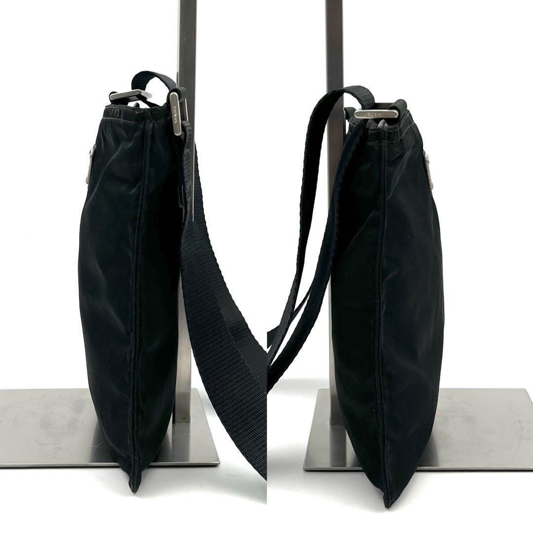 { beautiful goods / rare }PRADA Prada triangle Logo te Hsu to nylon Cross body Mini sakoshu Mini shoulder bag diagonal .. black 
