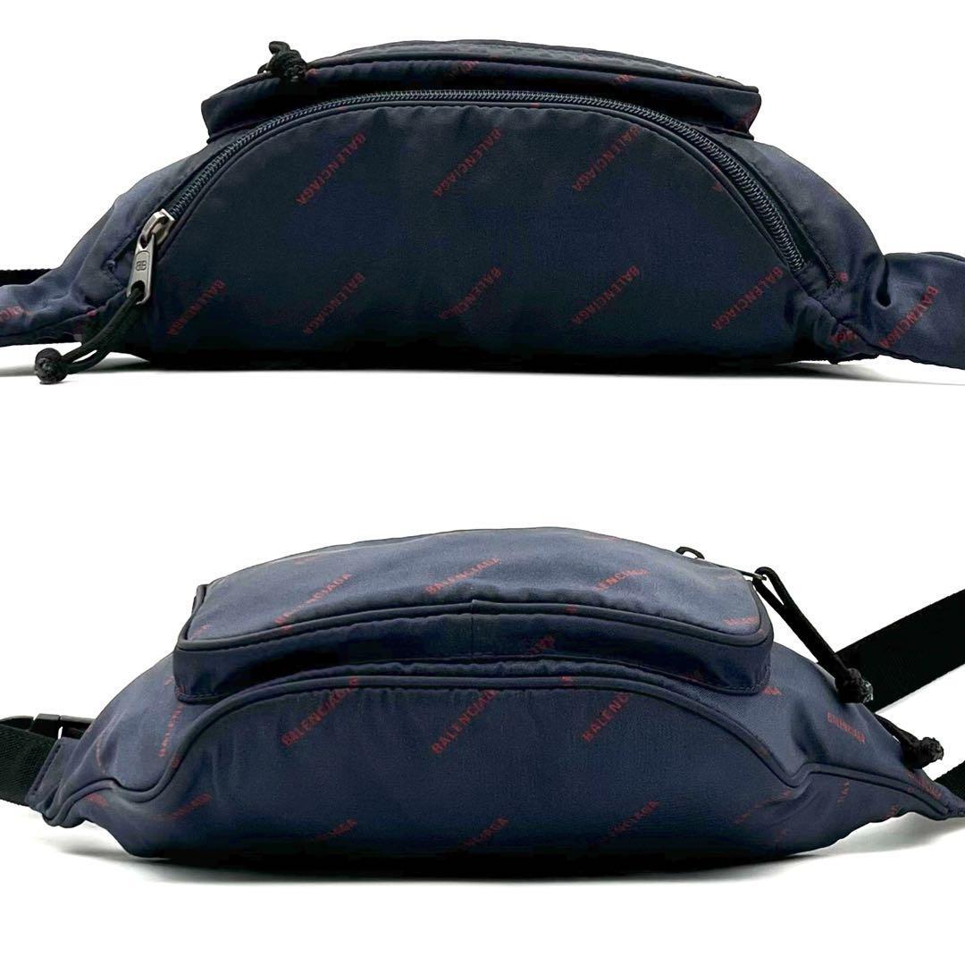 { прекрасный товар }BALENCIAGA Balenciaga мужской Explorer Logo общий рисунок Cross корпус сумка "body" поясная сумка нейлон темно-синий сумка для хранения 