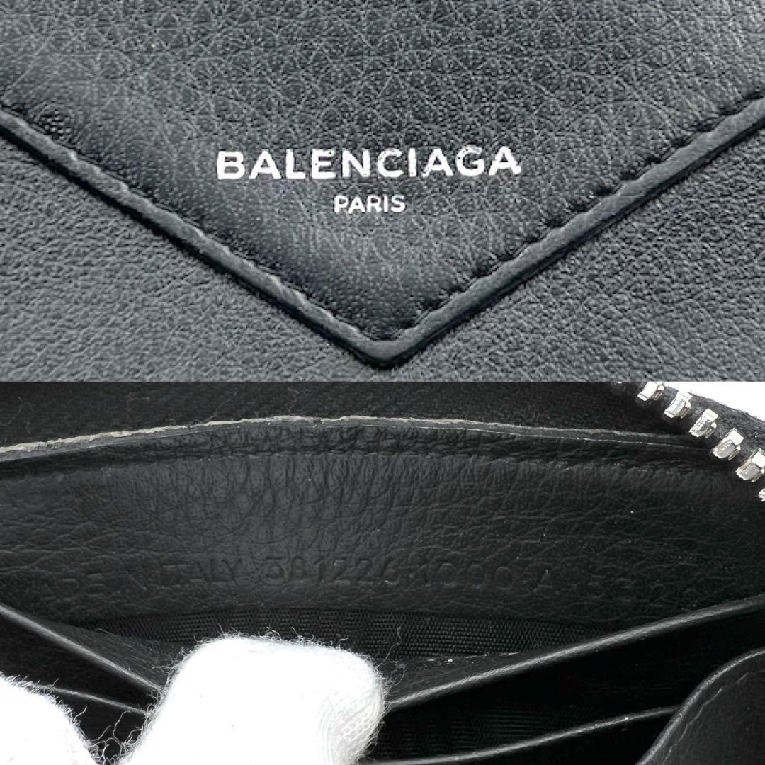 { прекрасный товар }BALENCIAGA Balenciaga бумага Continental бумажник раунд застежка-молния длинный кошелек черный 