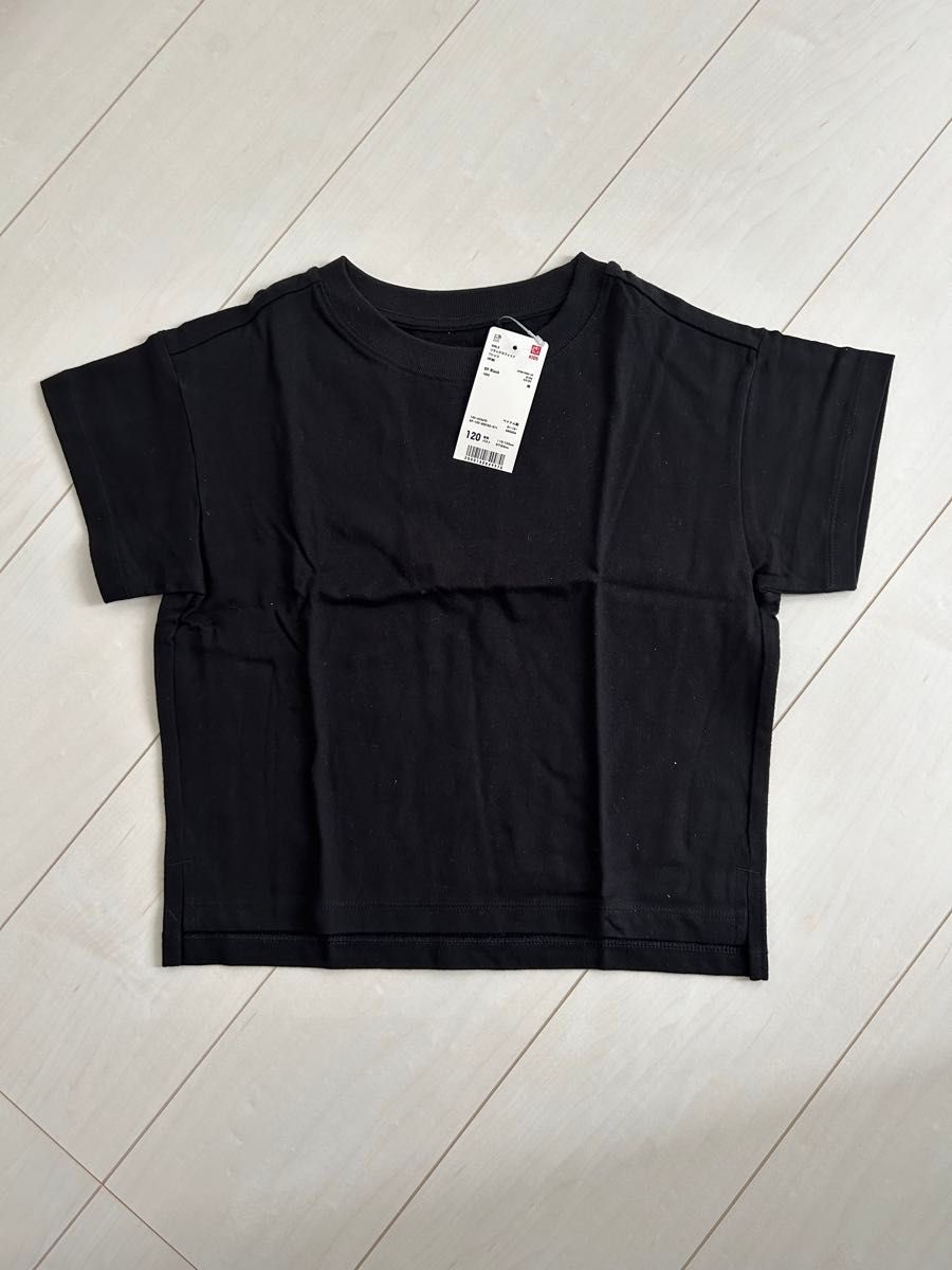★新品タグ付き★UNIQLO ユニクロ 半袖Tシャツ 無地 ブラック 120サイズ