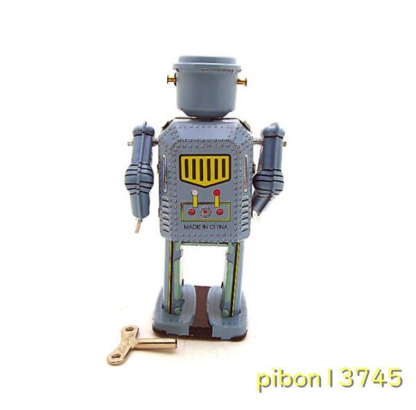 QQ015:アンティークブリキのおもちゃ おかしい巻アップ歩行ロボット デスク クラフト 家の装飾 アクション目ロボットMS416_画像5