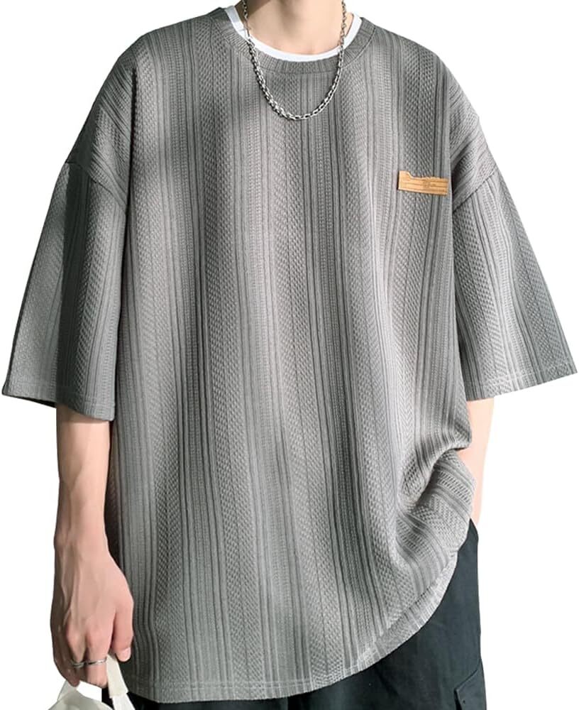 Yalaso 夏服 メンズ Tシャツ 半袖 ゆったり おおきい サイズ ビッグT 五分袖 服 なつふく 涼しい 無地 人気 カジュアル トップス _画像1