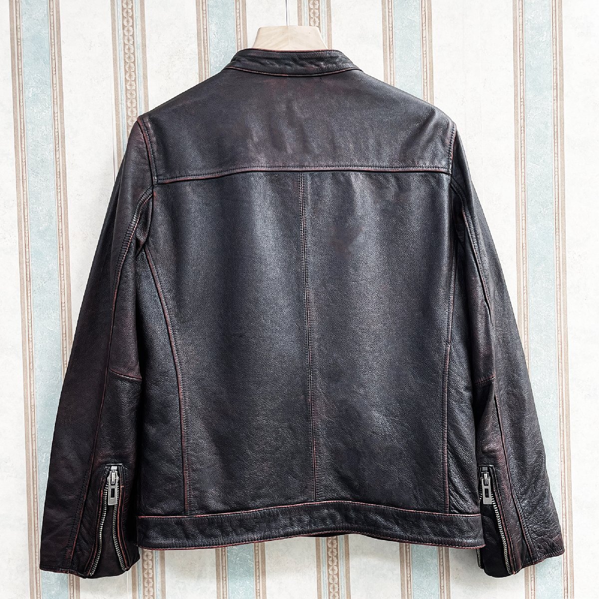  highest peak regular price 15 ten thousand FRANKLIN MUSK* America * New York departure leather jacket Rider's leather jacket top class cow leather fine quality original leather stylish size 2