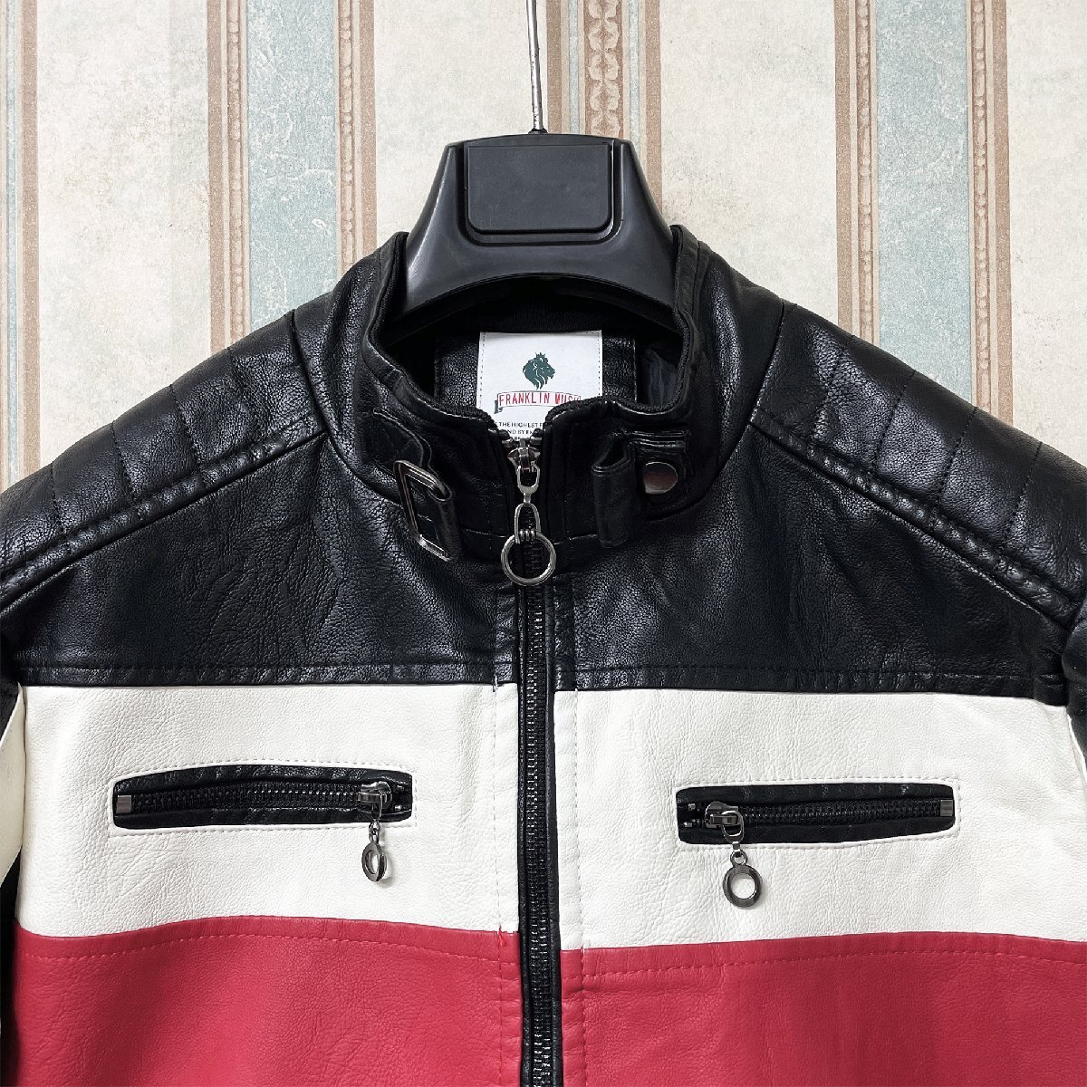  piece . regular price 12 ten thousand FRANKLIN MUSK* America * New York departure leather jacket cow leather Single Rider's leather jacket bike going out put on size 2