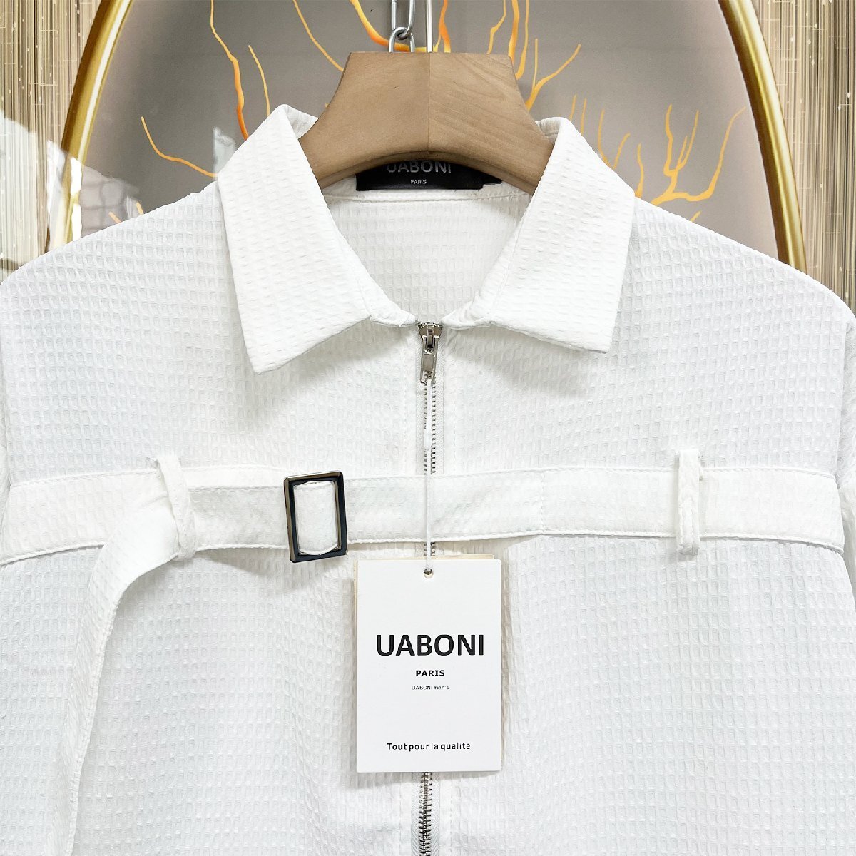 個性EU製＆定価6万◆UABONI*Paris*ジャケット*ユアボニ*パリ発◆上品 薄手 速乾 立体感 人気 ストリート アウター カジュアル 春夏 M/46_画像4