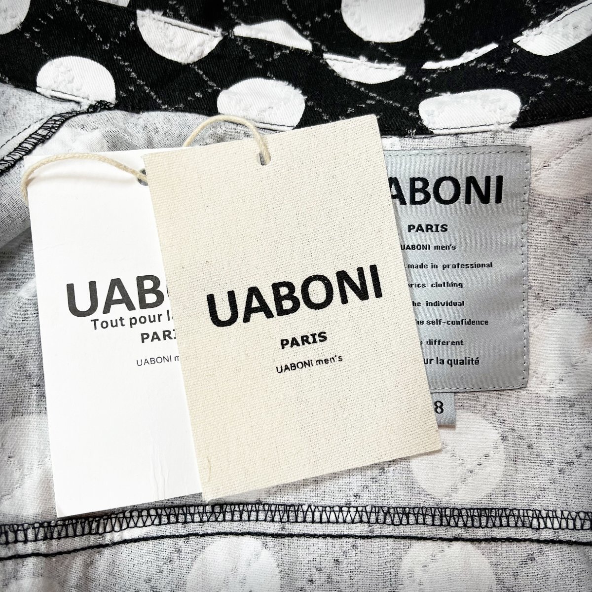 個性EU製＆定価7万◆UABONI*Paris*上下セット*ユアボニ*パリ発◆上質 通気 オシャレ 水玉柄 半袖シャツ ショートパンツ スポーツ XL/50_画像10