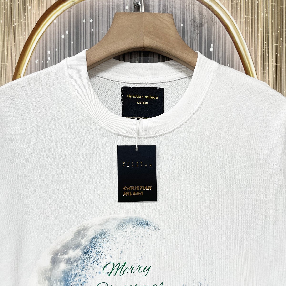 定価2万★christian milada・ミラノ発・半袖Tシャツ★コットン100％ 快適 通気 オシャレ クリスマス トップス スウェット ユニセックス 48_画像4