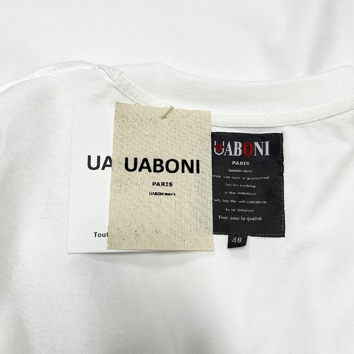 新作EU製＆定価2万◆UABONI*Paris*半袖Tシャツ*ユアボニ*パリ発◆上質 快適 速乾 ゆったり 無地 ファスナーデザイン 個性 ストリート L/48_画像9