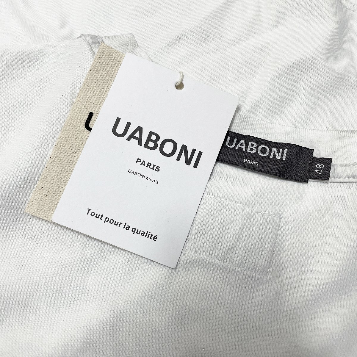 新作EU製＆定価2万◆UABONI*Paris*半袖Tシャツ*ユアボニ*パリ発◆高級 快適 薄手 キラキラ ウォッシュ加工 カットソー おしゃれ 街着 L/48_画像9