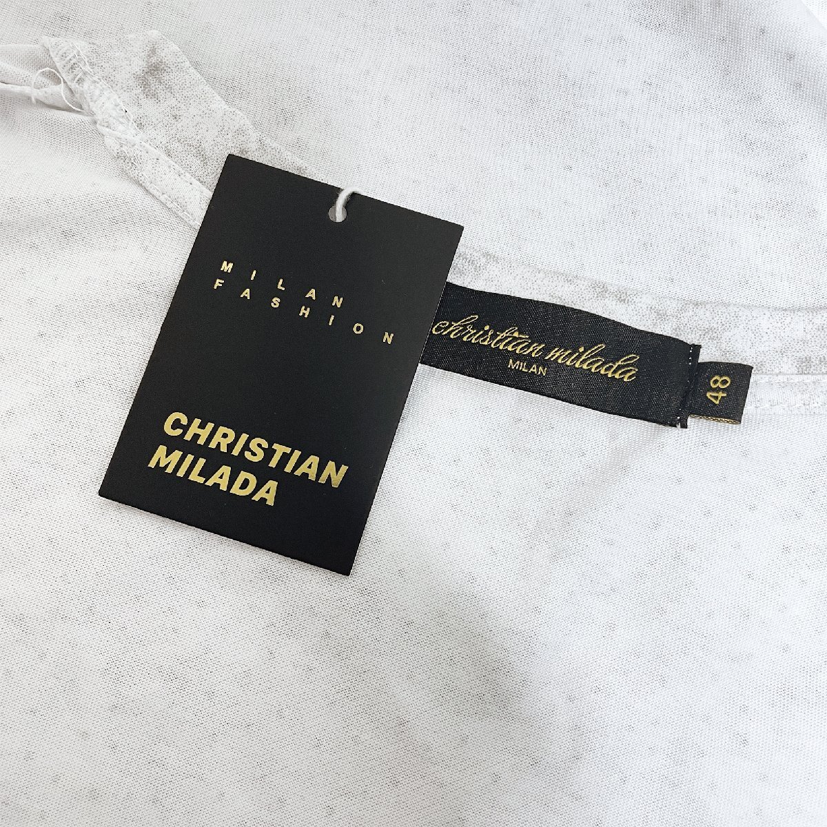 定価2万★christian milada・ミラノ発・半袖Tシャツ★コットン100％ 個性 薄手 快適 ラインストーン カットソー スウェット 街着 夏 XL_画像7