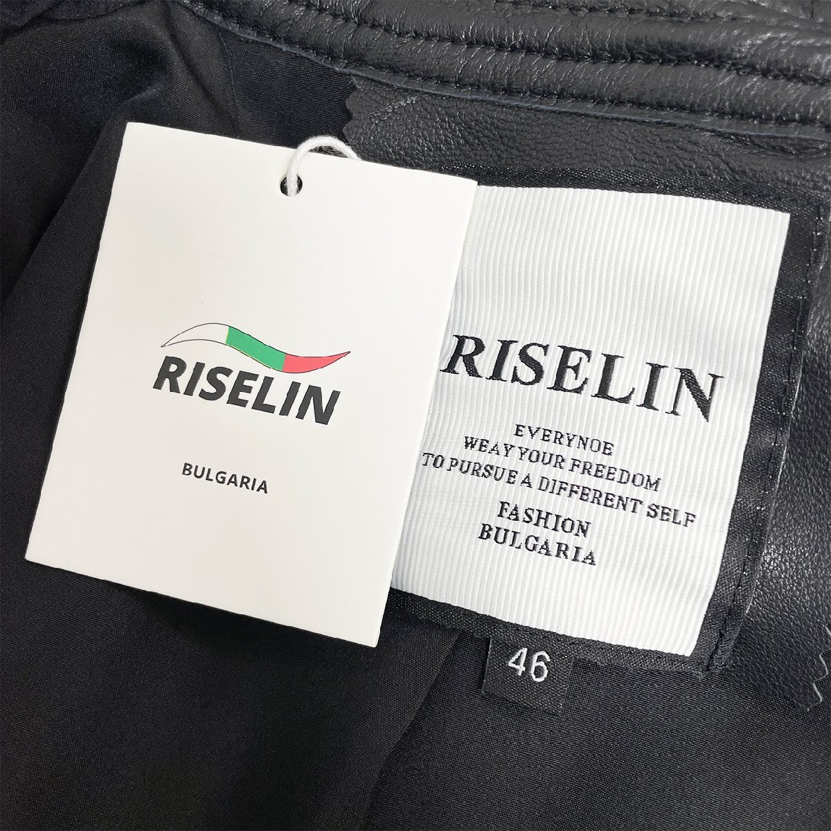 最高級ヨーロッパ製※定価12万◆ブルガリア発※RISELIN レザージャケット 最上級羊革 シープスキン 本革 個性 ライダース レディース M/46_画像9