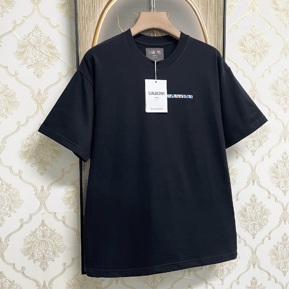 個性EU製＆定価2万◆UABONI*Paris*半袖Tシャツ*ユアボニ*パリ発◆上品 コットン100％ 通気 吸汗 遊び心 カットソー ストリート 夏 M/46_画像6