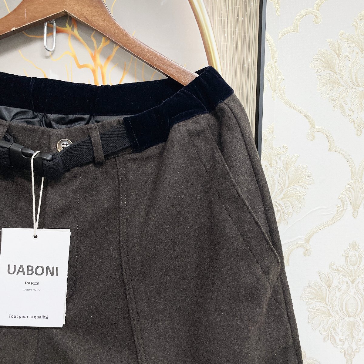 最高級EU製＆定価5万◆UABONI*Paris*スラックス*ユアボニ*パリ発◆高品質カシミヤ ソフト 厚手 通気 ズボン ロングパンツ ボトムス 通勤2XL_画像5