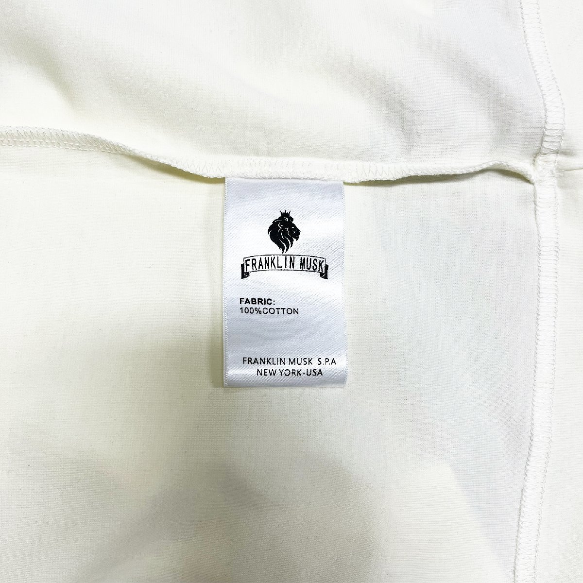 上級 定価2万 FRANKLIN MUSK・アメリカ・ニューヨーク発 半袖Tシャツ 通気 ソフト 快適 イラスト 別布 刺 個性 スウェット 夏 サイズ3_画像9